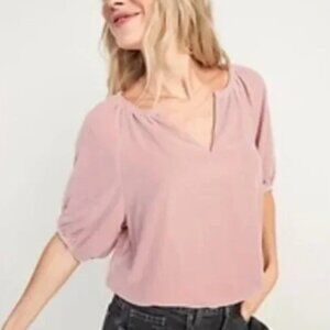 Old Navy Pink Velour Blouse Size Medium (M) Tall